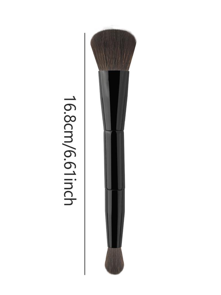 Dual Angled Round Contour Makeup Brush with Synthetic Bristles for Beauty Blending Liquid Powder, Concealer Blush (Black)