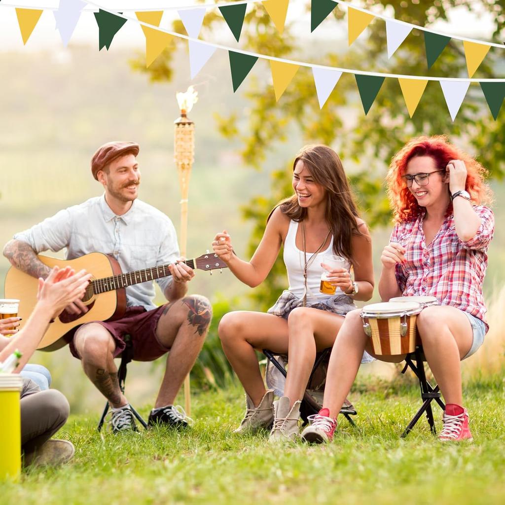 Yellow Green White Pennant Banner Triangle Flag Bunting Garland for Wedding Birthday Baby Shower Graduation Golf Party Decoration