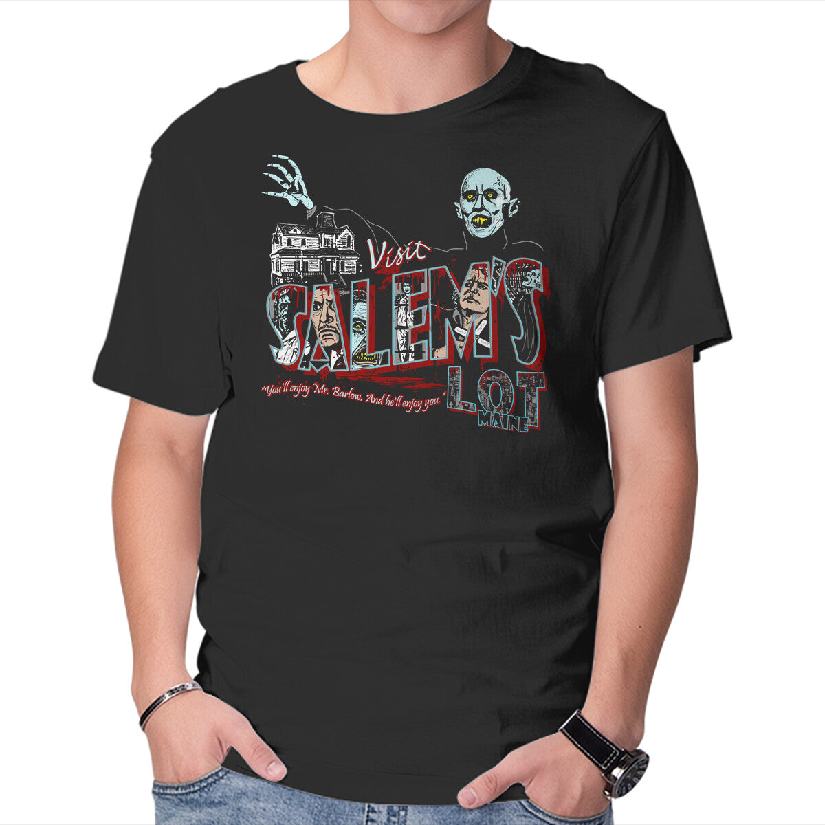 Unisex Crew Neck T-Shirt Visit Mr. Barlow Graphic Short Sleeve Casual Tee L