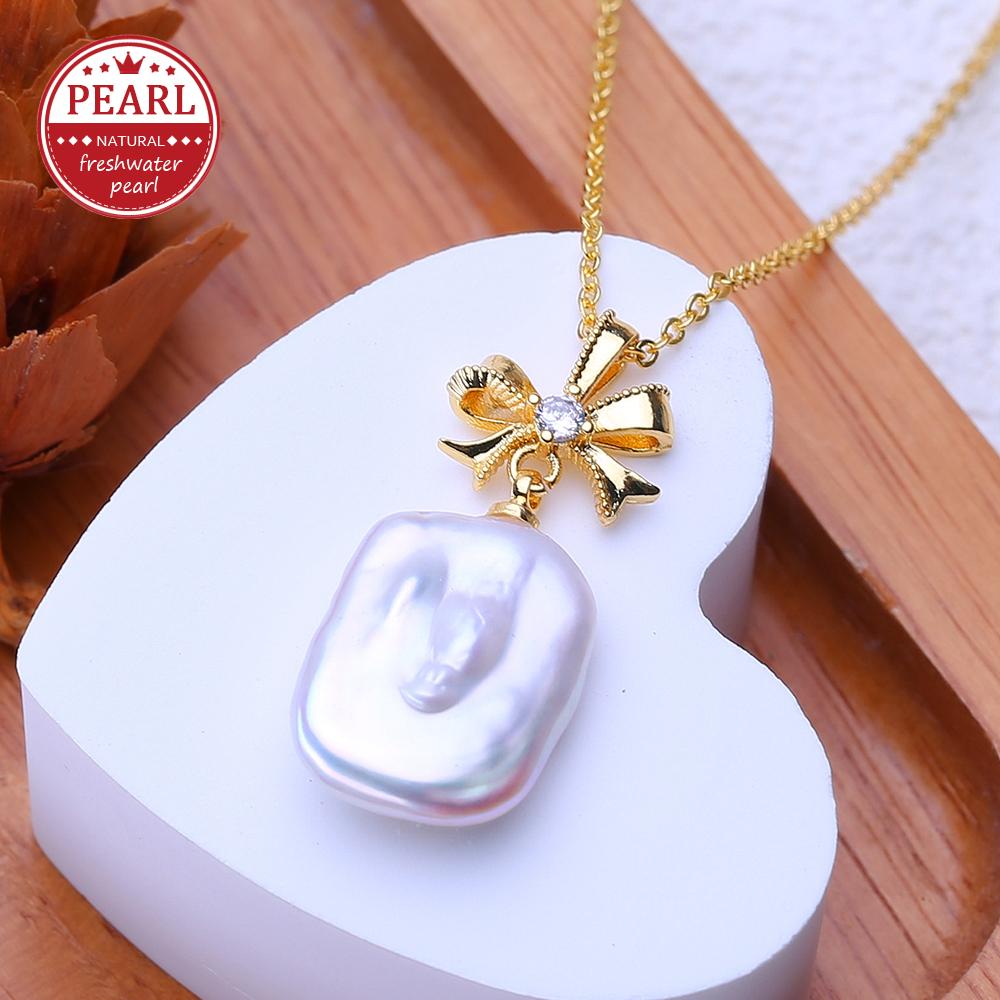 

LSOOYH Natural Freshwater Big Baroque Pearl Necklaces Party Elegant Vintage Pendant, Birthday Gifts for Women білий