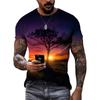 Fashion Landscape original men's T-shirts Summer Casual O Collared Tees Short Sleeve New 3D Printed Trend Street Leisure Tops