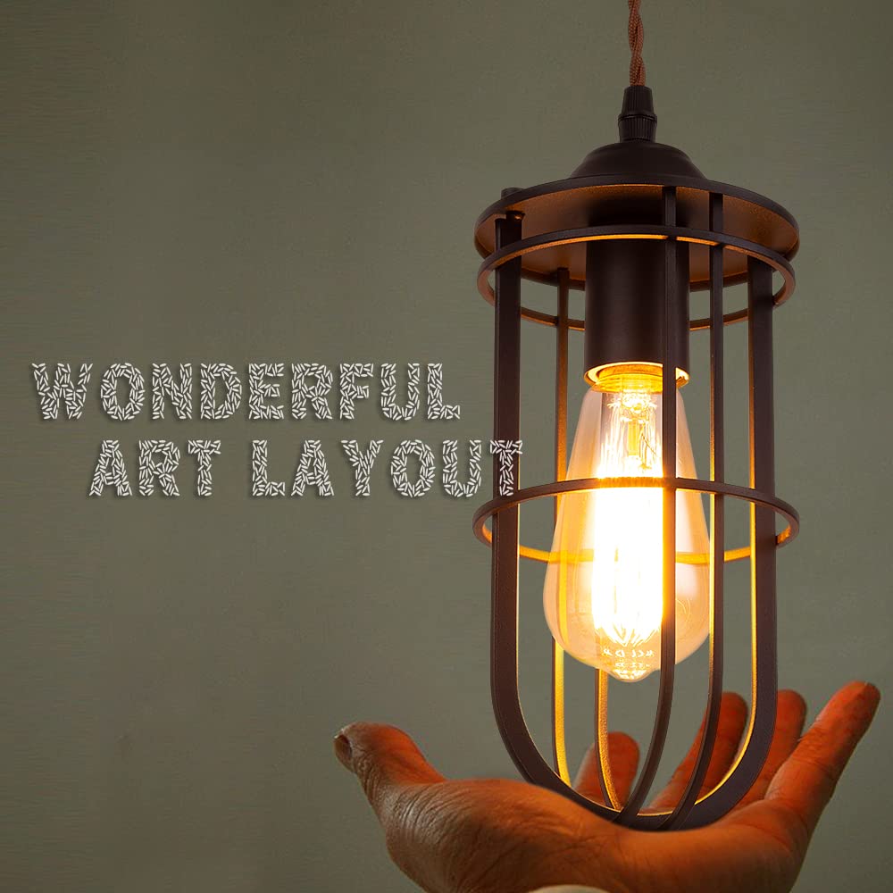 Cerdeco Retro Pendant Light with a Cage-like Shade, Exotic Vintage-Style Industrial Interior Ceiling Lighting, PSE Certified, E26, Hanging Lighting,