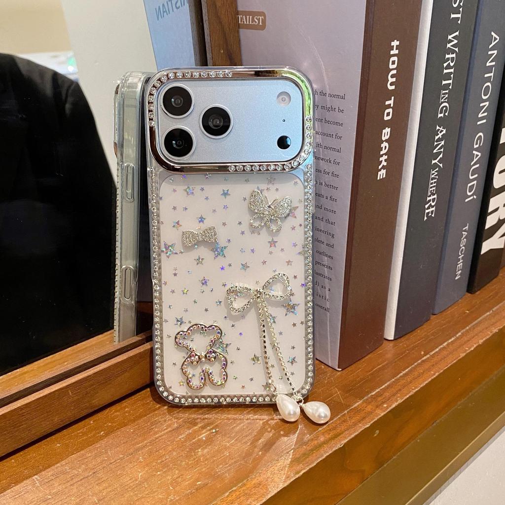 Laser Star Rhinestones for iPhone 17 Pro Max/15 Pro & Cat Ring for iPhone 11