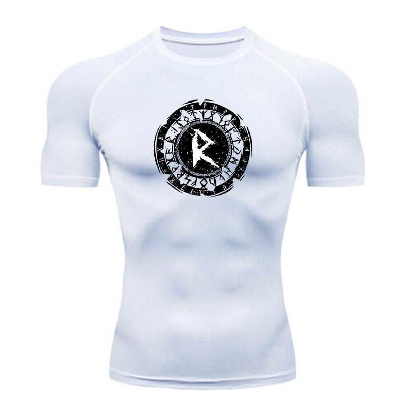 Men's Compression Workout T-Shirt, Vintage Norse Rune Wheel