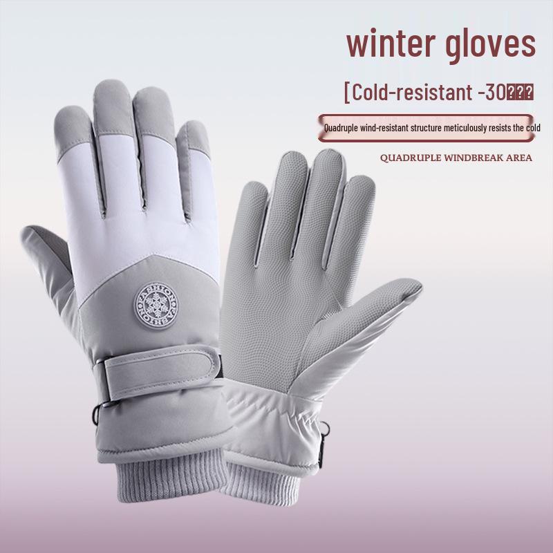 Thickened Windproof Waterproof Non-Slip Ski & Motorcycle Gloves with Velvet Warmth