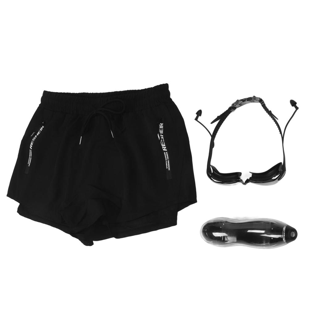 Men Swimming Shorts Swimming Goggles Storage Case Set Male Swimming Accessories Kit XXL 65 75kg