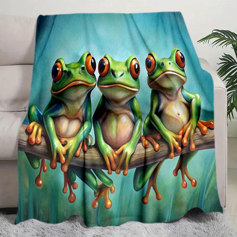 Frog Plush Blanket Suitable All Seasons Soft Comfortable Sofa Office Nap Travel Birthday Gift Christmas Present