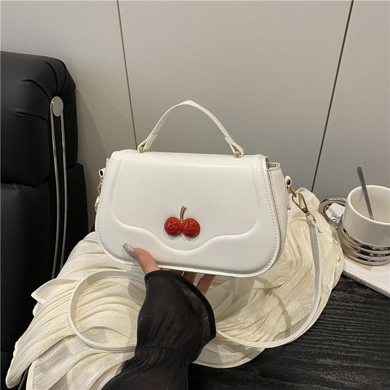 

Cute Cherry PU Small Square Shoulder Bags for Women Lightweight Portable Ladies Crossbody Bag Sweet Female Flap Handbags Purse бежевый