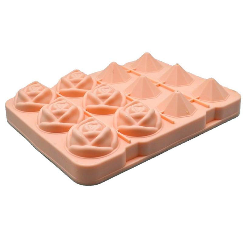

Rose Ice Cube Molds Flexible Food Grade Silicone Ice Tray Kitchen Novelty Ice Maker for Wine Cocktails Rose Flower Shape 1 рожевий