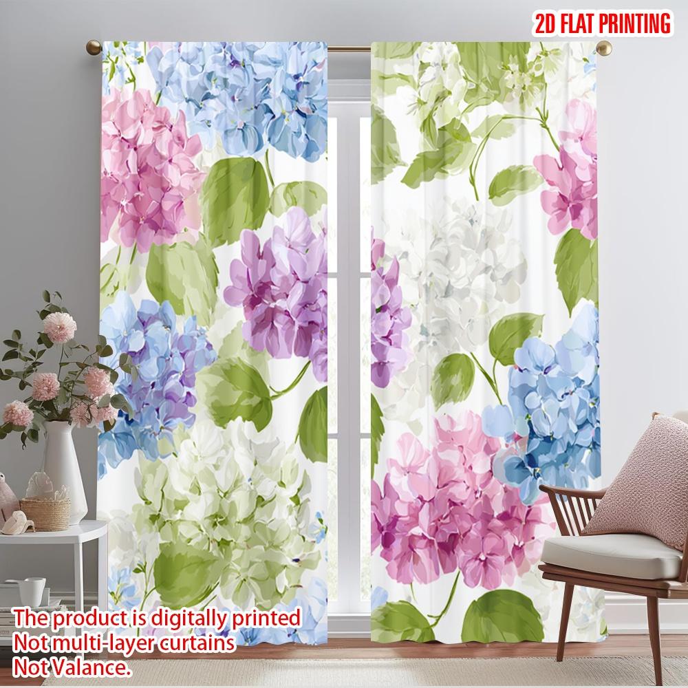 

2pcs,2D plane printing Popular Curtain Panels Hydrangea Blossom Ballet Versatile Durable Polyester (without rod) Decorations 52.50×116.00 CM 2pcs