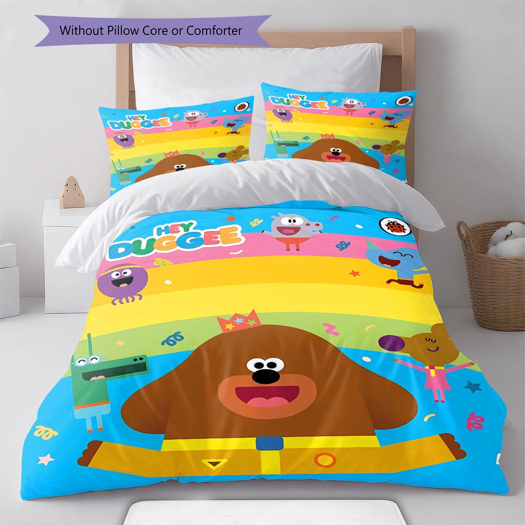 Biancheria da letto con motivo Hey Duggee, Set piumone Copripiumino Federa Regalo di compleanno per la casa (1 * copripiumino + 2 * federa, senza nucleo)