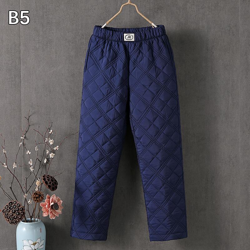 Women Winter Down Cotton Pants Large Size Thick Thermal Padded Quilted Casual Trousers Drawstring Elastic Waist Sweatpant M-3XL