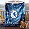 Flannel Blanket Chelsea FC Print Custom Name Text Soft Throw for Sofa Bed
