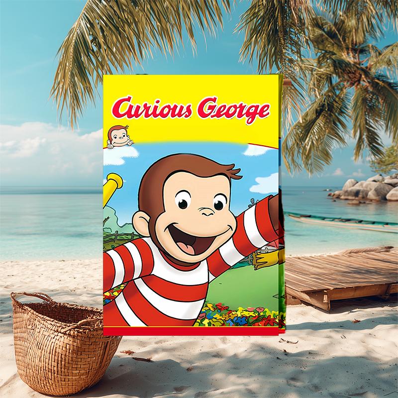 1pc Curious George (6) Beach Towel, Comfortable and Thick, and Swimming/Bath/Picnic/Camping Towel, Suitable for Seaside Beaches