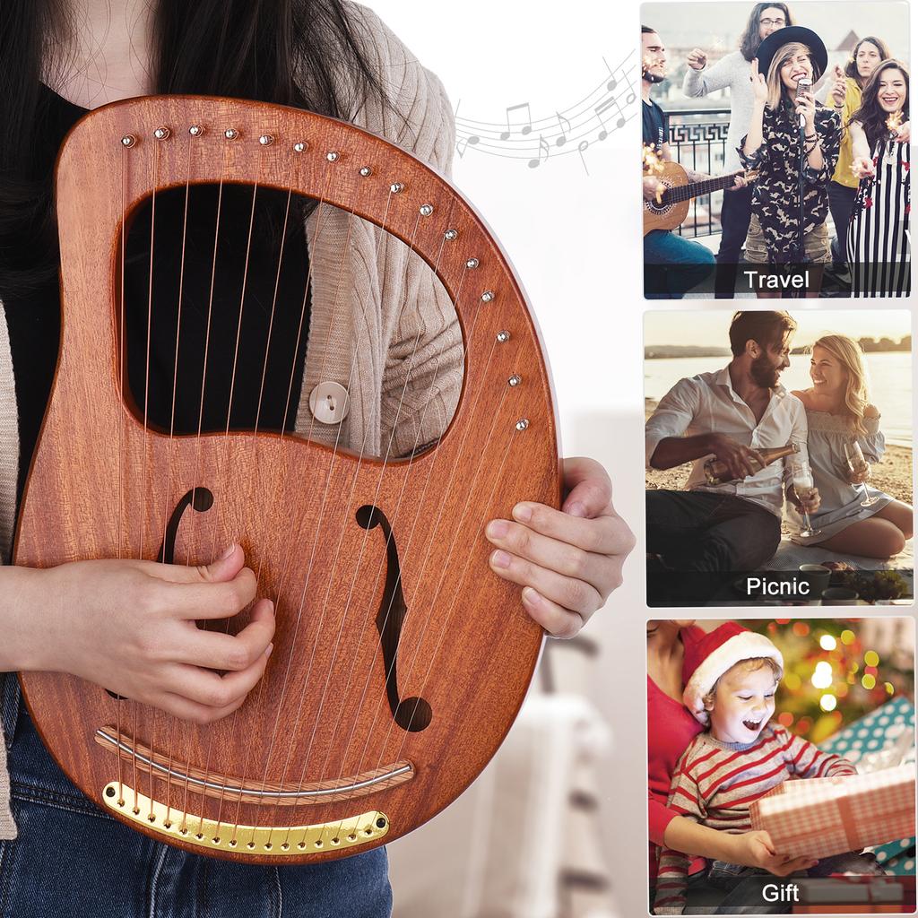WH 16 C Tone16 String Wooden Lyre Harp Metal Strings Solid Wood String Instrument with Carry Bag Tuning Wrench Cleaning