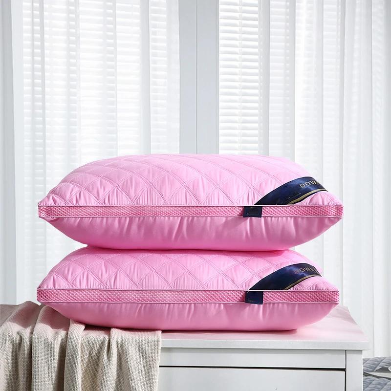 Kissen aus 100 % Baumwolle, für Schlafzimmer, Bett, Schlaf, Nackenkissen, mittlerer bis hoher Kissenkern, mattiert, verdickt, maschinenwaschbar, Bettbezug, weiß