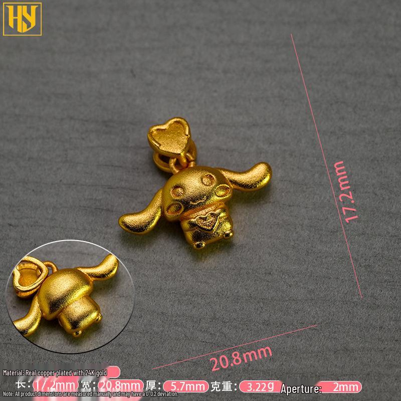 24k Vergoldete Cartoon Kuromi & Cinnamoroll Anhänger Halskette für DIY Schmuck