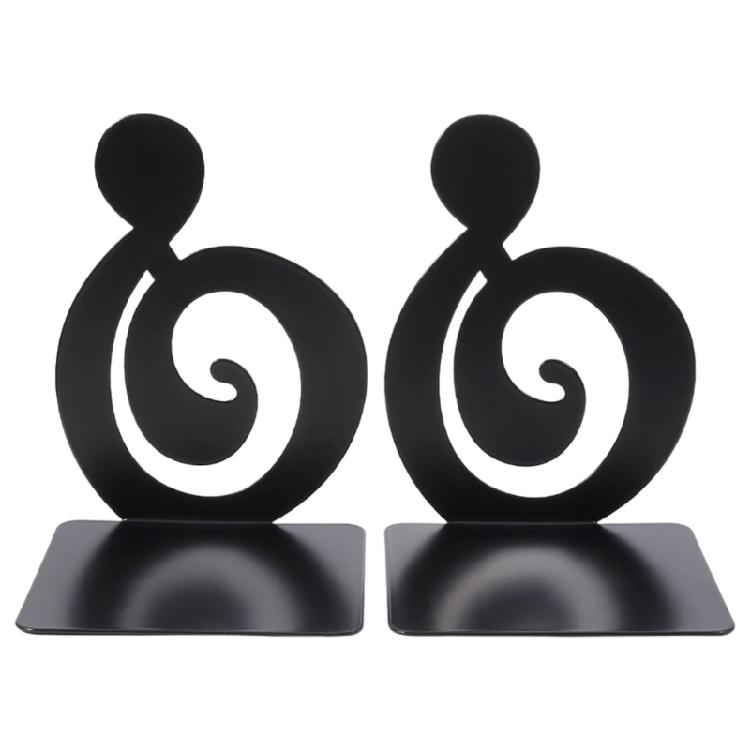 2Pcs Musical Note Metal Bookends for Shelves Hollow Metal Book Ends Decorative Book Support for Office Library School