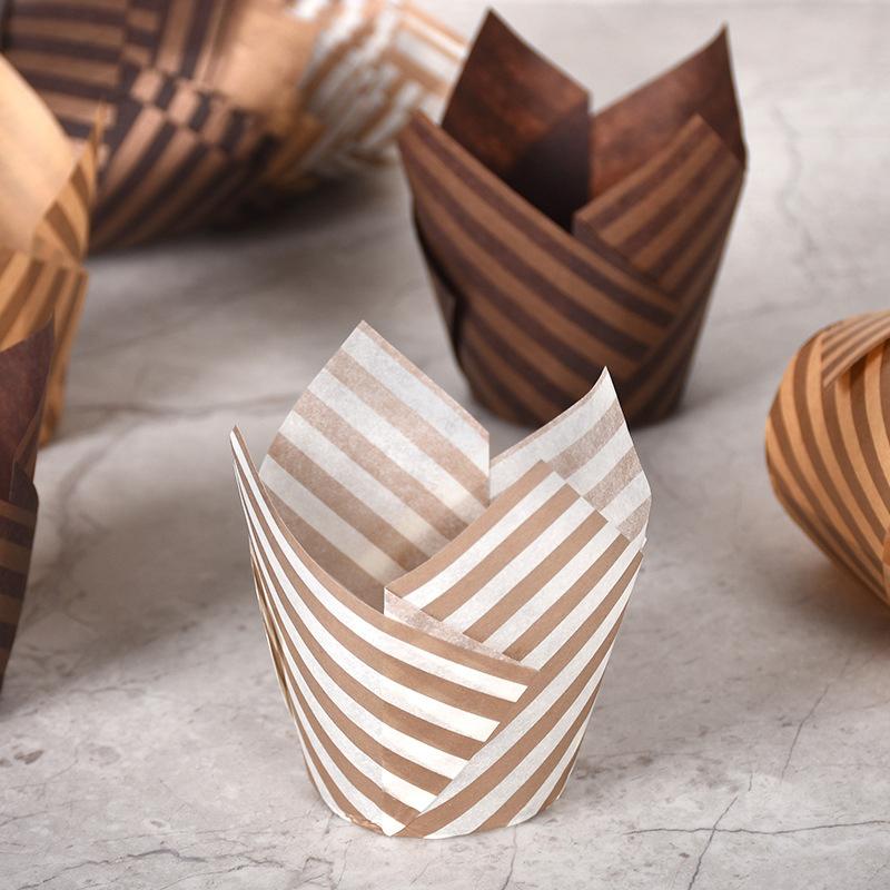 50Pcs/Sets Tulip Muffin Cupcake Paper Cups Oilproof Cupcakes Liners Baking Cake Box Cake Decorating Diy Tools Muffin Wrap Cases