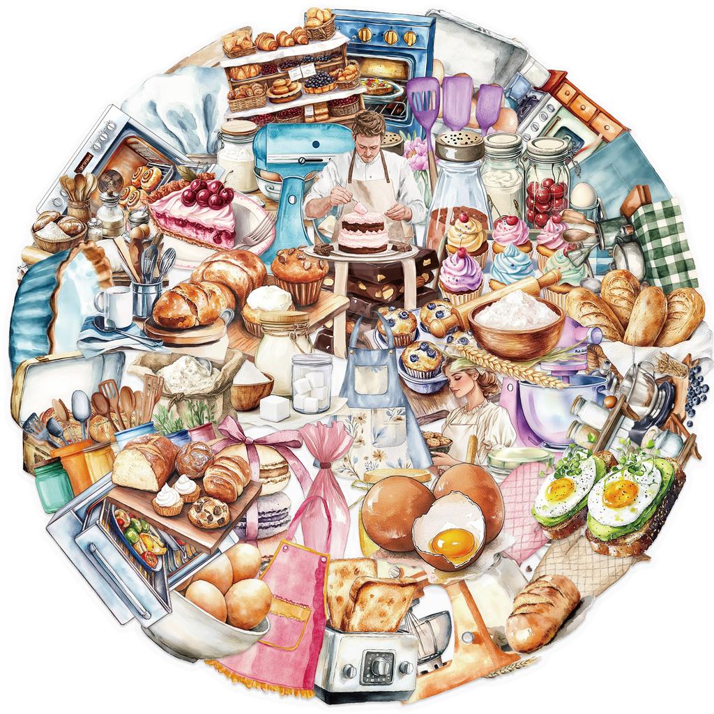50pcs Baking Theme Stickers Bread Dessert Doodle Transparent Waterproof Cell Phone Laptop Cup Luggage Decoration Stickers