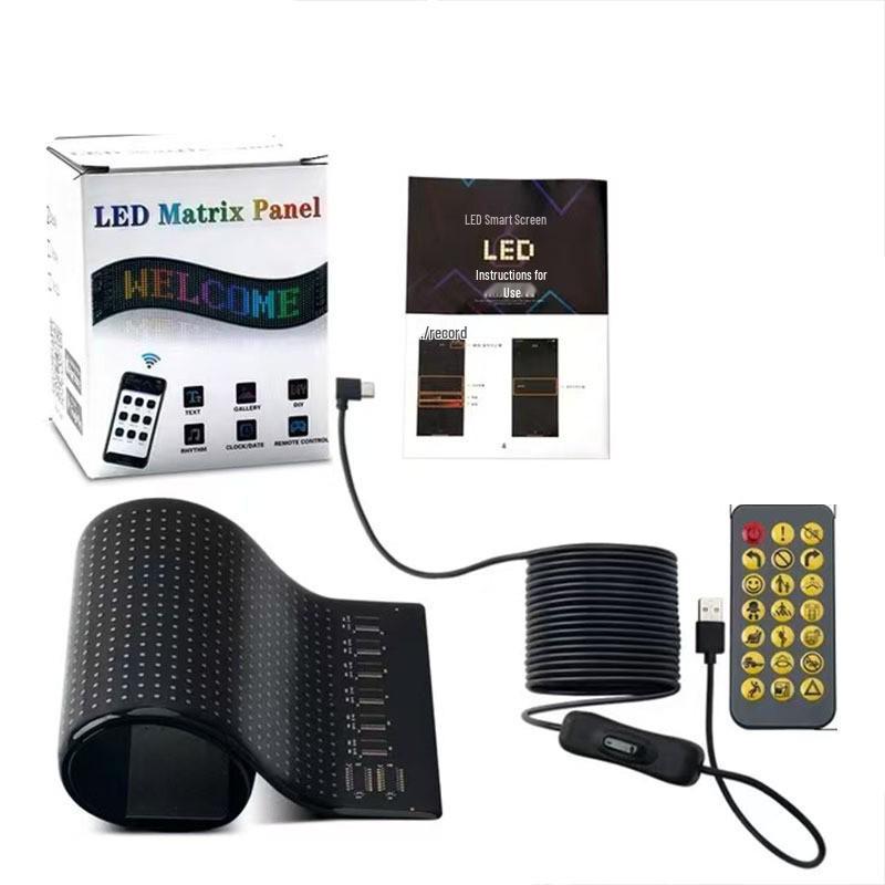 Bluetooth-Enabled LED Car Display: Soft, Flexible USB-Powered Screen for Window Advertising