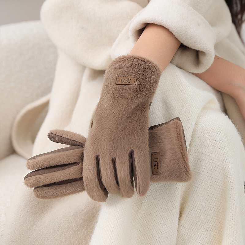 Korean Elegant Suede Gloves for Women Faux Mink Fur Warm and Skin Friendly Touch Screen Gloves Sweet and Soft Commuting Gloves