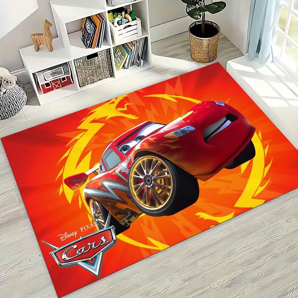 3D Lightning McQueen Cars Cartoon Rug for Bedroom Living Room Sofa Home Doormat Decor, Large Kids Play Non-slip Floor Mat Gift