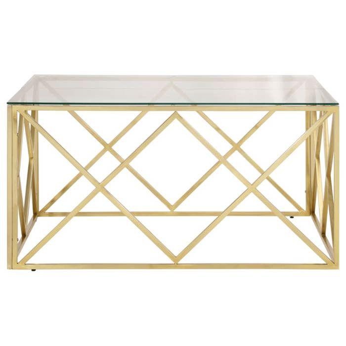 VidaXL Coffee Table Golden Stainless Steel and Tempered Glass 349978