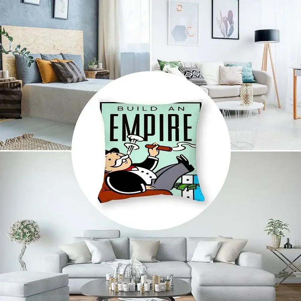Cartoon M-Monopoly Dollar Money Pillow Case Short Plush Double-sided Print Square Throw Pillow Covers Sofa Home Cushion Decor