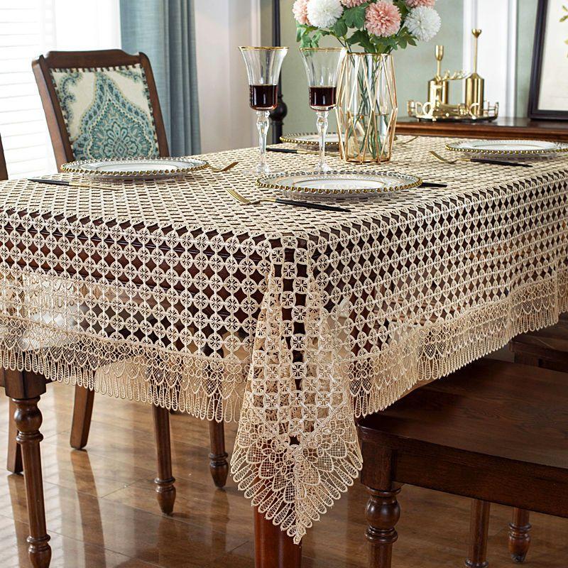 

Французское кружево Ретро Скатерть Прямоугольная Накидка на обеденный стол Ткань Вышитая Белая Высококлассная Подкладка на кофейный столик 90*90