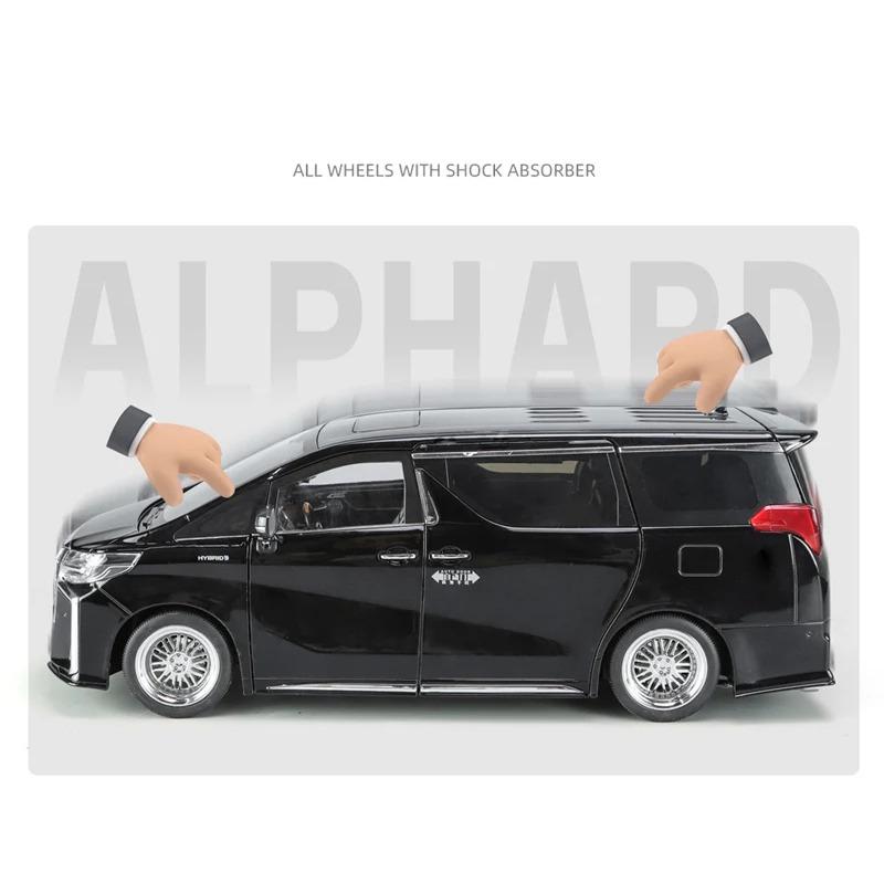 Large Size 1/18 Toyota Alphard MPV Alloy Car Model Diecast Metal Toy Vehicles Car Model Simulation Sound and Light Children Gift