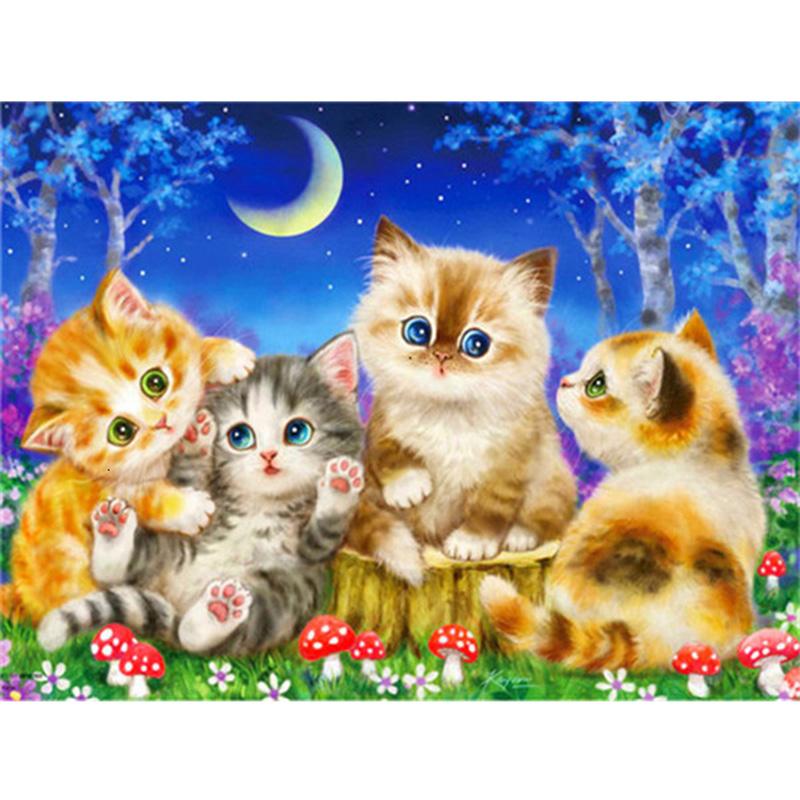 DIY 5D Diamond Painting Full Round Drill Lovely Cat Diamond Art Embroidery Animal Cross Stitch Rhinestone Home Decor Gift