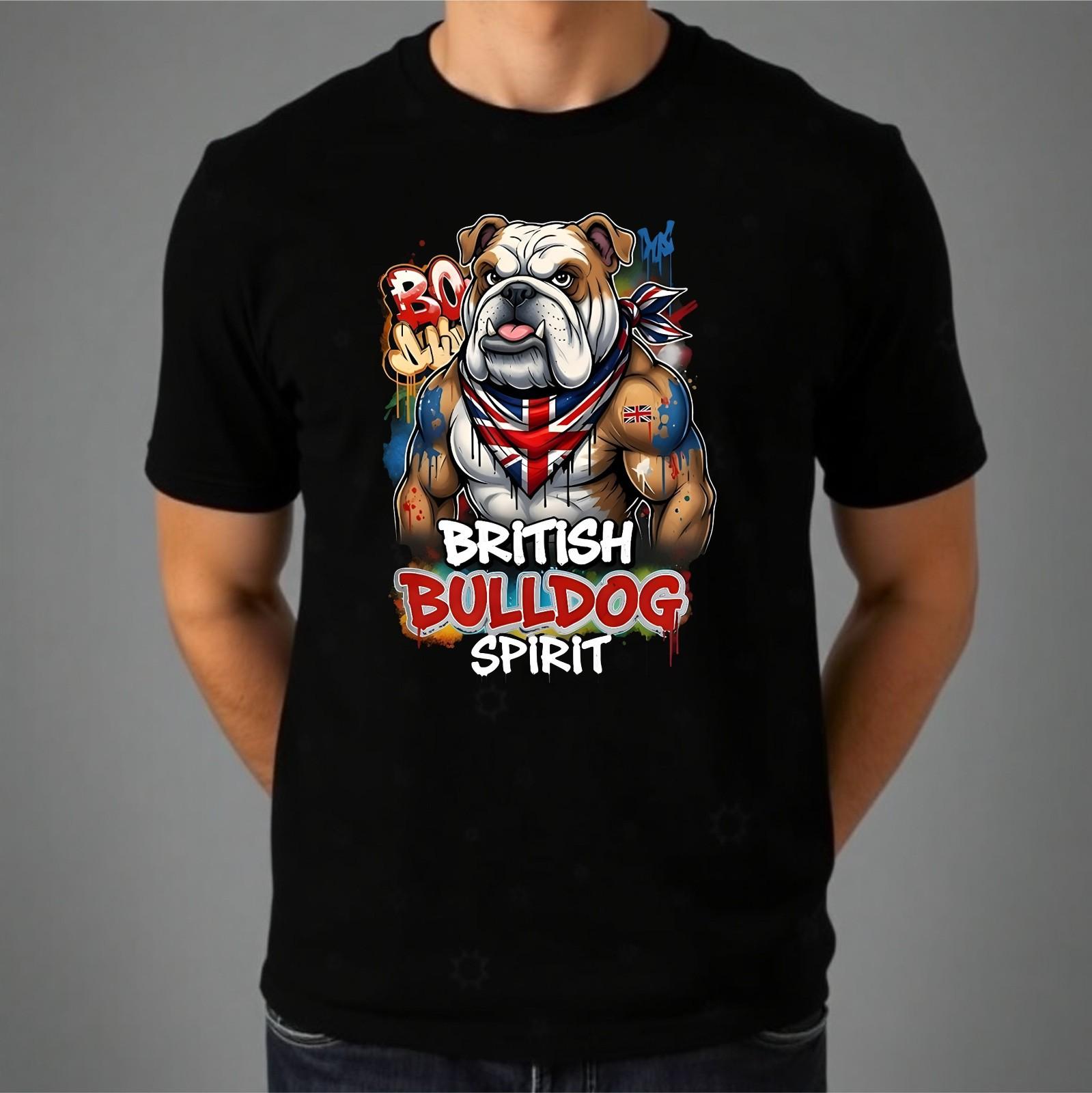 Patriotic British Bulldog T-Shirt Union Jack Muscle Gym Dog Casual Top Gift Tee S