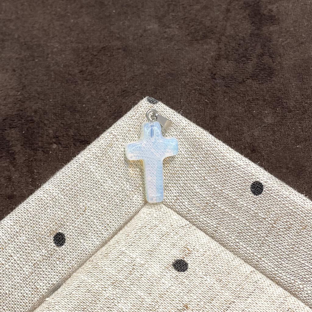 1Pc Natural Gemstone Cross Shape Pendant Charms 13×23mm With Metal Bail, For DIY Handmade Accessories