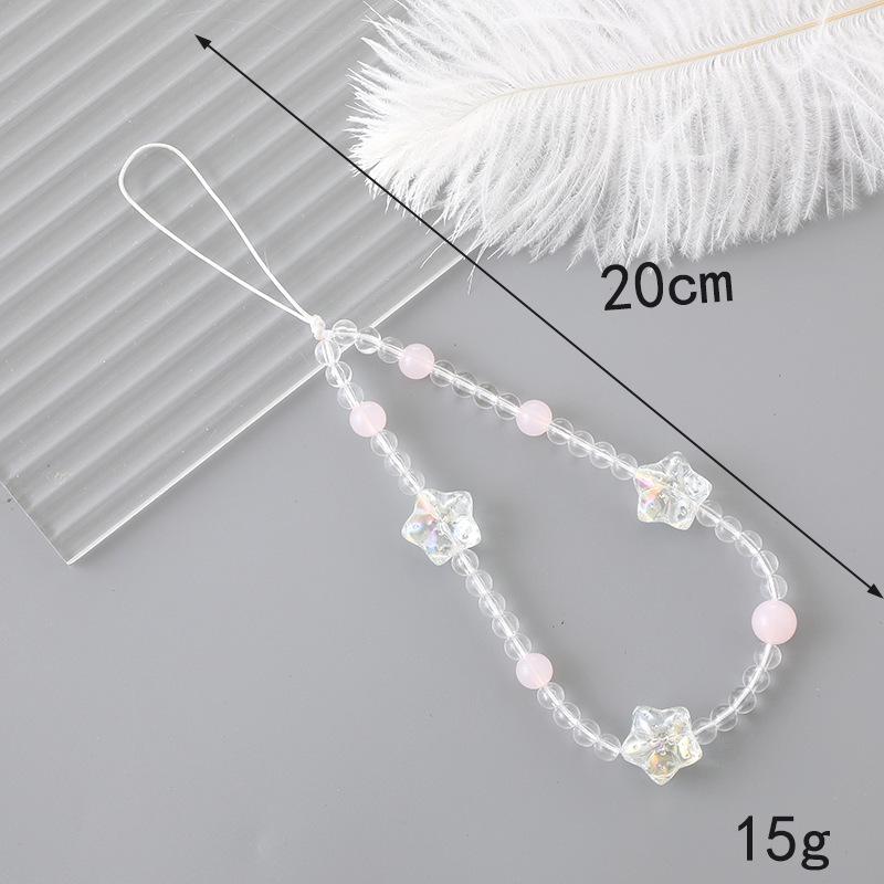 Korean Love Heart Beaded Phone Chain & Keychain Set for Women