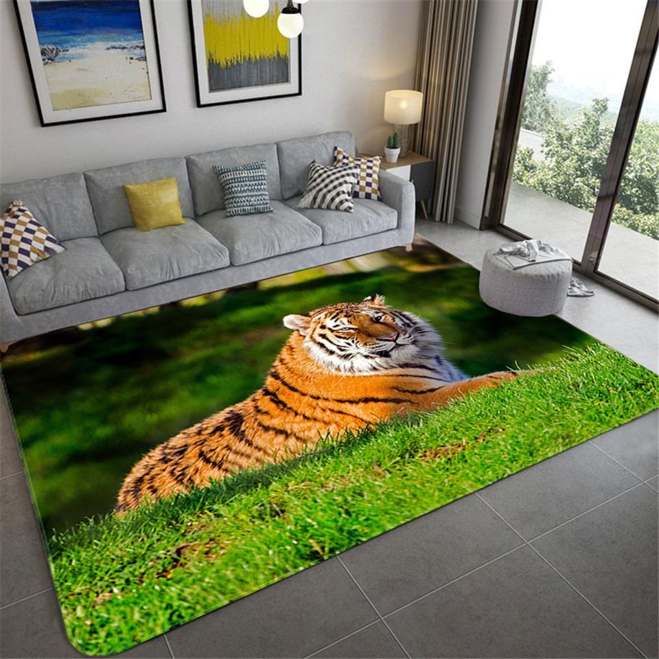 Animal Tiger Living Room Carpet Home Entrance Welcome Door Mat Children's Crawling Playing Soft Pad Bedroom Corridor Decor Rugs