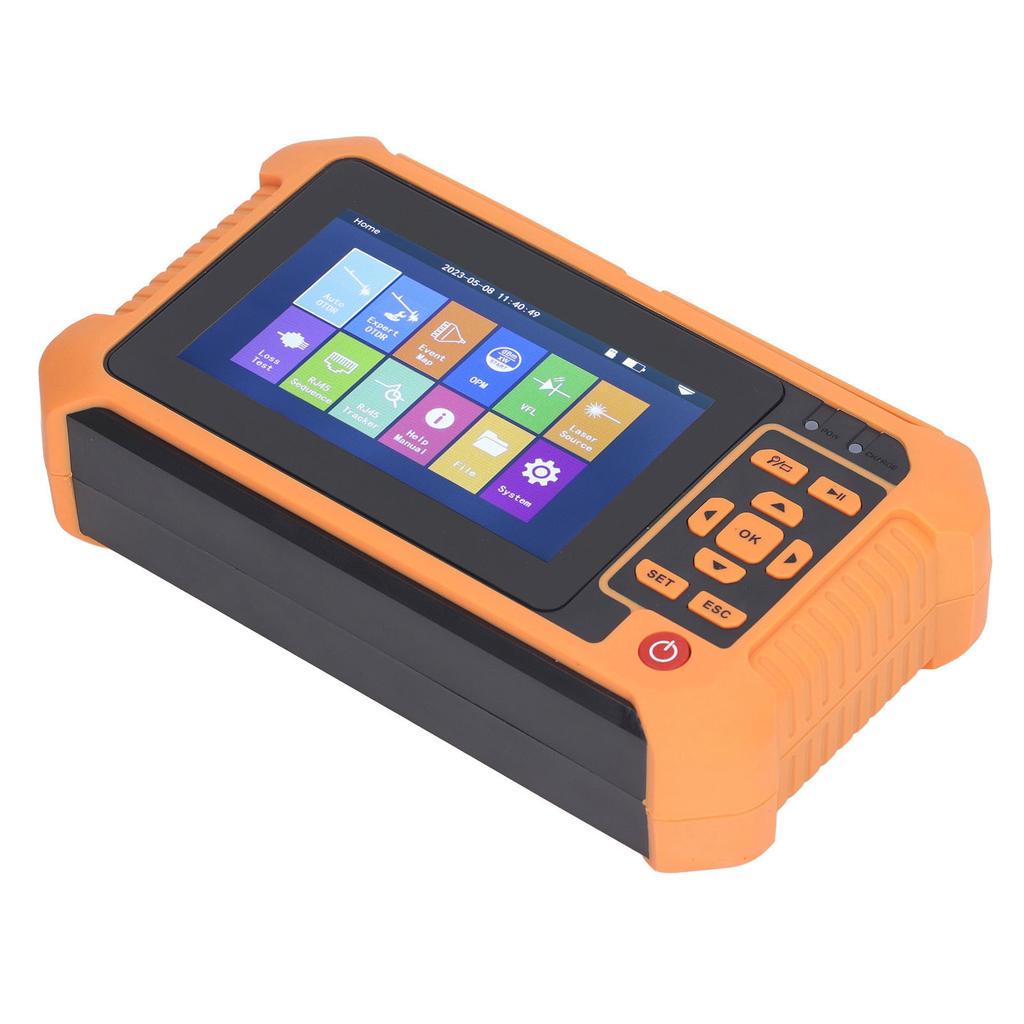 OTDR Fiber Optic Tester 1625nm Optical Time Domain Reflectometer Obstacle Finder 4.3in LCD Touch Screen 100‑240V US Plug