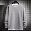 Men O-Neck Waffle Sweatshirt Fake Two-Piece Long Sleeve T-shirt Casual Loose Pullover for Spring Autumn Daily Wear Street