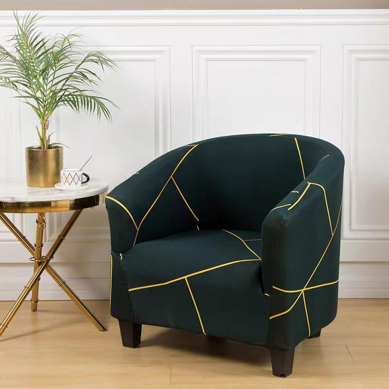 1pc Stretch Printed Club Armchair Cover Washable Tub Chair Slipcover Relax Single Chair Case for Coffee Bar Living Room Office