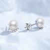 Sterling U-Shaped Stud Earrings With 0.15ct D Color Moissanite Freshwater Pearl Minimalist Elegant Jewelry
