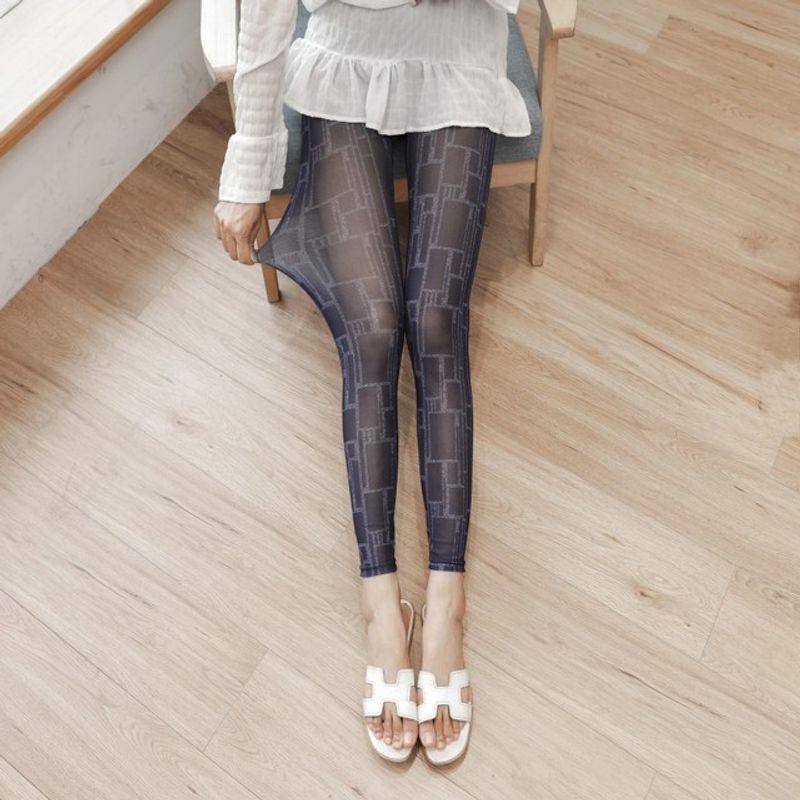 

Принтованные сетчатые трусы для ношения снаружи Принтованные сетчатые леггинсы Верхняя одежда C13Denim Plaid One Size(43-70KG)