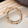 Two-piece Set, Tiger's Eye Stone, Sunflower Necklace, Women's Retro Light Luxury High-end Sweater Chain, Niche Stacked Wear