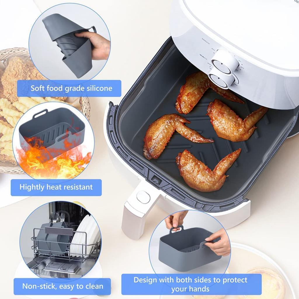 Air Fryer Silicone Tray Rectangle Oven Baking Tray Basket Reusable Liner Insert Dish For Ninja Foodi fryer Pan Accessories