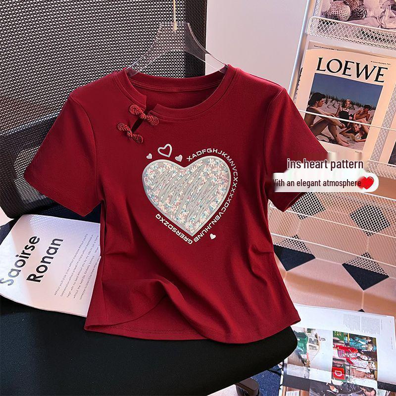 Plus Size Women's Buckle Letter Print Short Sleeve T-shirt: 2025 Summer Loose, Slimming, Casual, Versatile Top