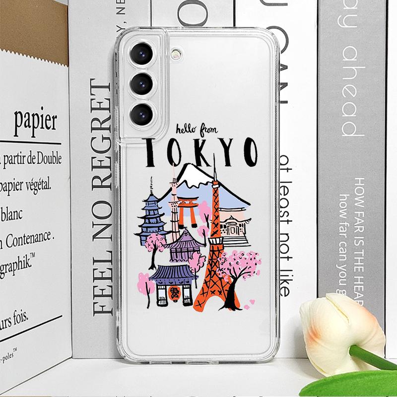 Trendiges Korea Paris New York City Klare Handyhülle für Samsung Galaxy S25 S24 S23 S22 Ultra S21 Plus S20 FE A55 Weiche Hülle Fundas