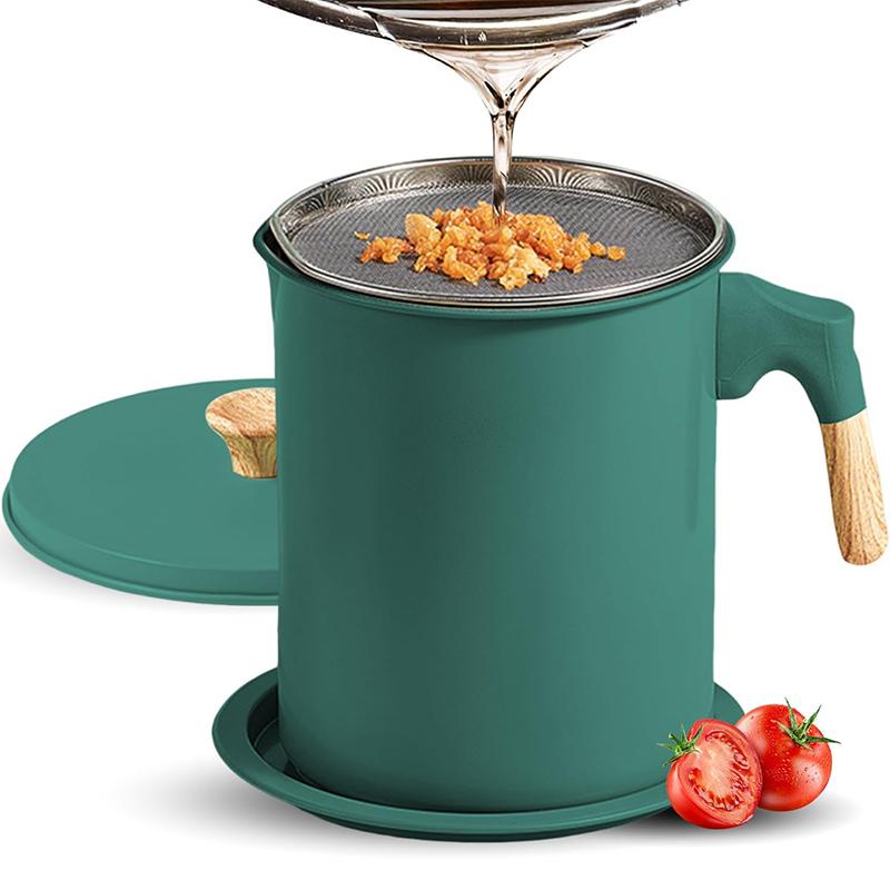 LMETJMA Behållare för baconfett med sil 1,4L Rostfritt stål Oljefilterkruka Förvaringskruka för matlagningsolja med sil JT403