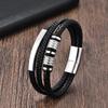 Braided Leather Men Bracelet Magnetic Clasp Trendy Hand Chain Fashion Jewelry