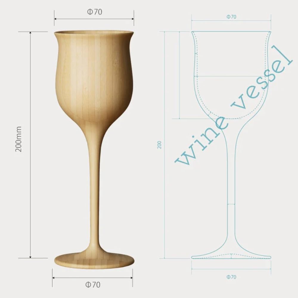 RIVERET Wine Vessels, 200ml, Pair, Bamboo, Dishwasher Safe, White/Brown, RV-113WB