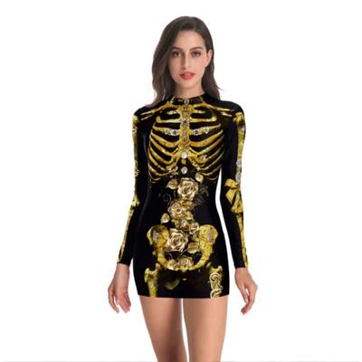 Bloody Role-play Dress For Women Halloween Scary Horror Cosplay Costumes Polyester Sexy Mini Gothic American Medieval Clothing
