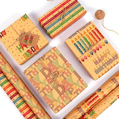 50*70cm Happy Birthday Kraft Paper Gift Wrapping Paper Vintage Birthday Gift Box Packaging Paper DIY Party Decoration Paper